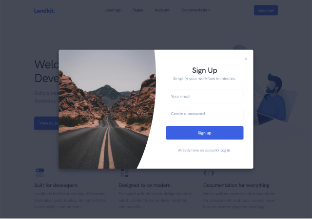 screenshot lk acct signup modal horizontal