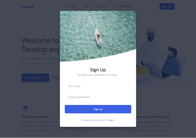 screenshot lk acct signup modal vertical