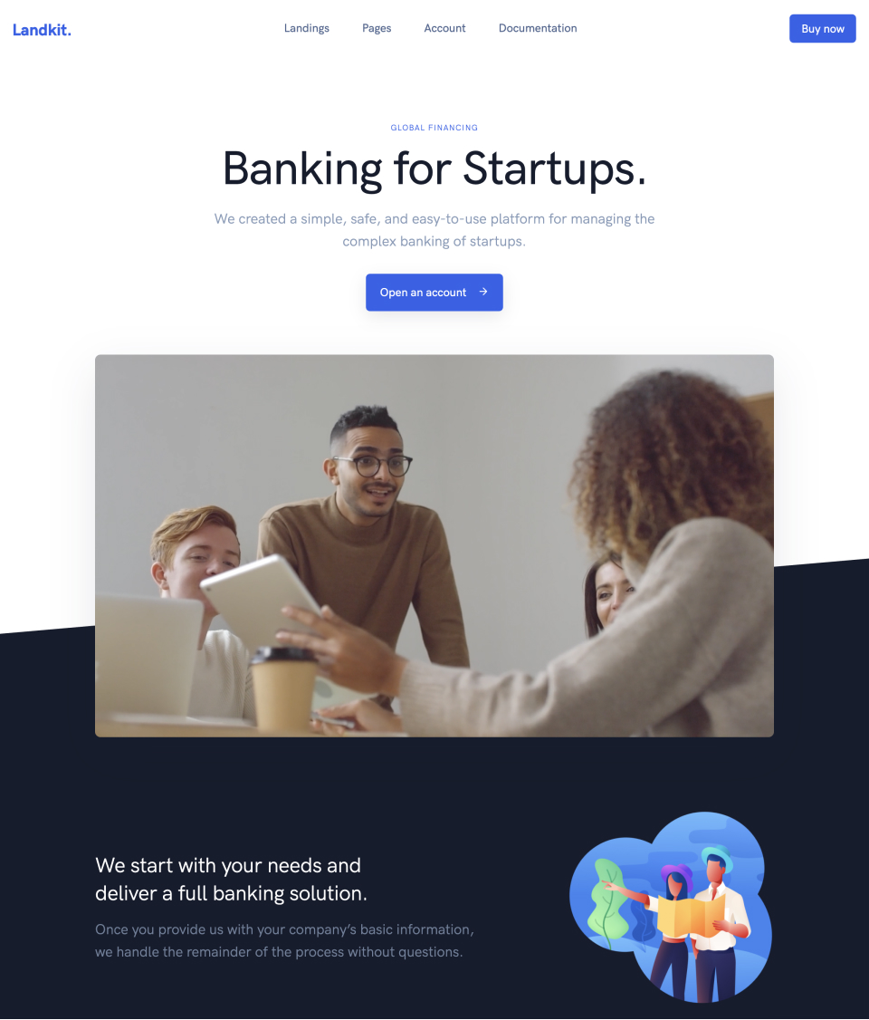 screenshot lk landing startup