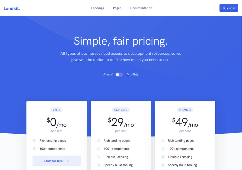 screenshot lk pages pricing