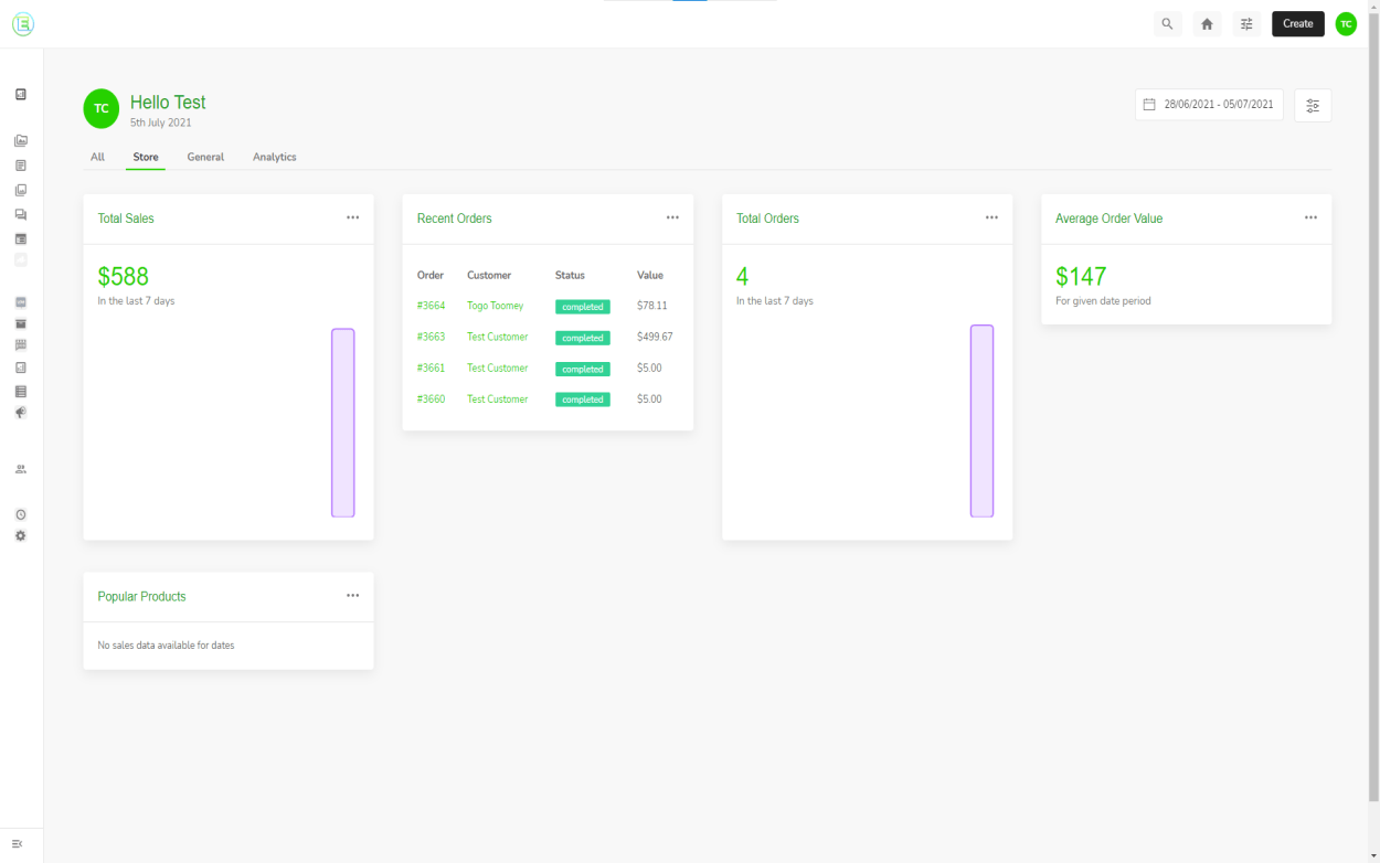 Analytics Store W test